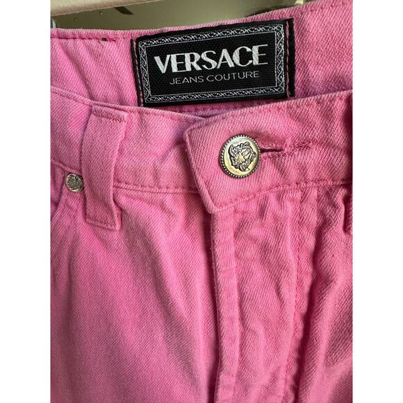 VTG 90s Versace Jeans Couture Medusa High Waisted Bubblegum Pink Denim Size 29 - Picture 5 of 13